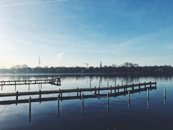 Scenic view of lake against sky