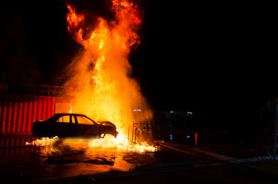 Close-up of bonfire at night