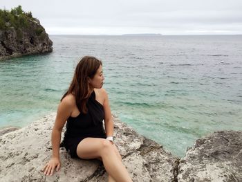 Woman relaxing on beach
