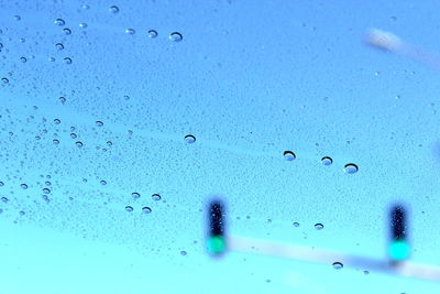 Full frame shot of raindrops on glass window