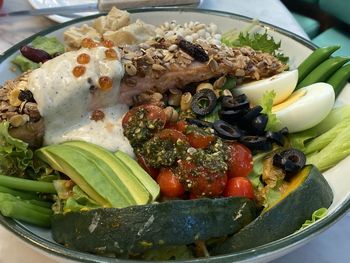 Close-up of food served in plate