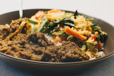 Close-up of food in bowl on table