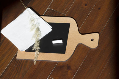 High angle view of laptop on table