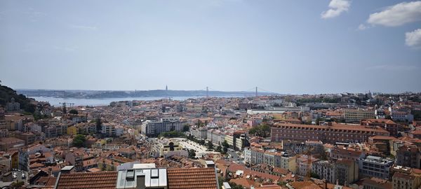 High angle view of townscape against sky