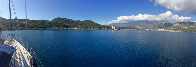 Scenic view of sea against blue sky