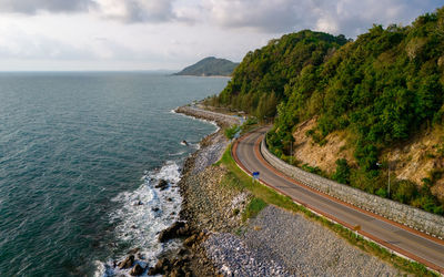 High angle view of sea against sky