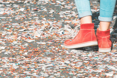 Low section of woman standing on ground