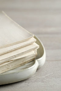 Close-up of open book on table