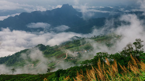 Panoramic view of mountains against sky