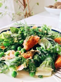 High angle view of food in plate