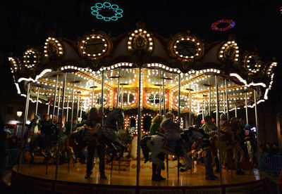 Firework display at night