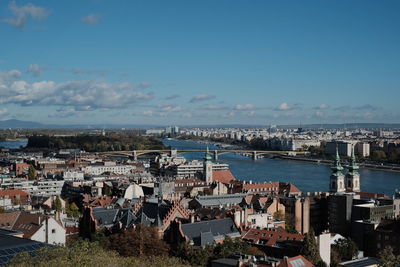 High angle view of townscape against sky