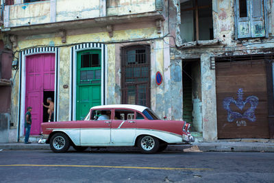 Cars parked in front of building