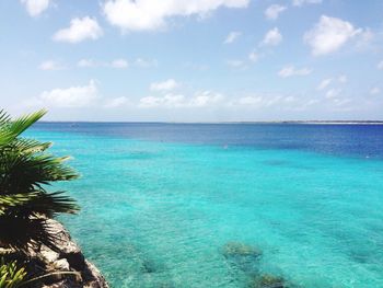 Scenic view of calm sea against clear sky