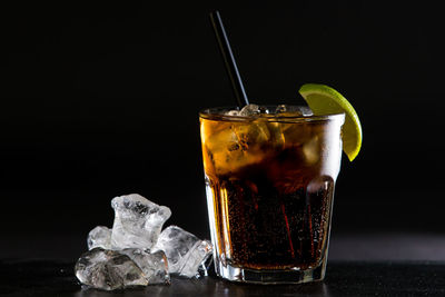 Close-up of ice cream in glass on table