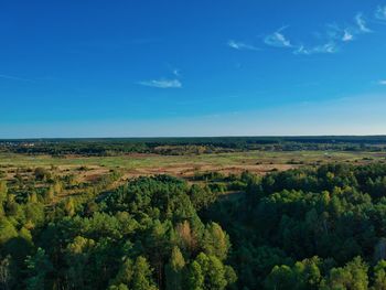 Scenic view of landscape against blue sky