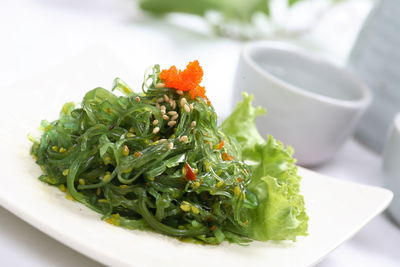 Close-up of chopped vegetables in bowl