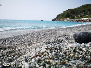 Scenic view of sea against clear sky