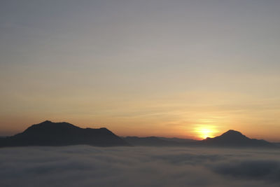 Beautiful landscape in the mountains at sunrise, traveling concept,chiang khan loei, thailand.