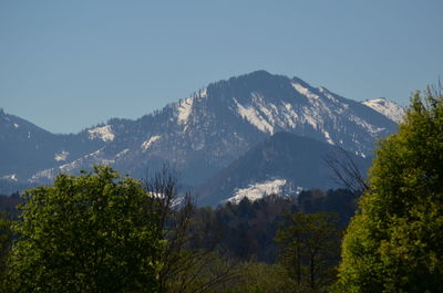 Scenic view of mountains against clear sky