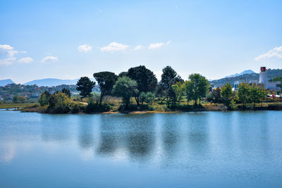 Scenic view of lake against sky