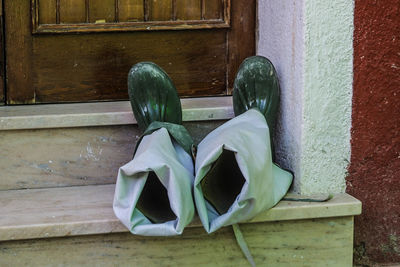 Flower pots on wood