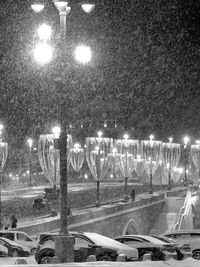 Illuminated street light at night