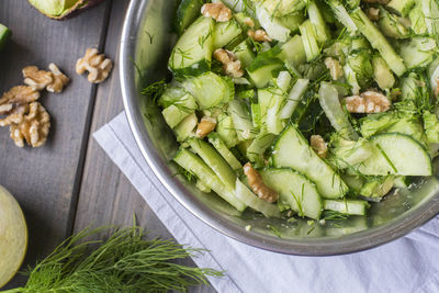 High angle view of vegetables in bowl