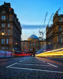 Light trails on city street