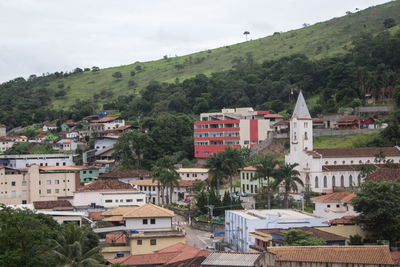 High angle view of townscape against sky