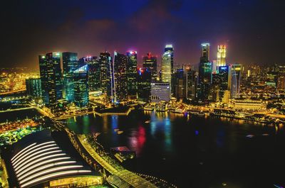 City lit up at night
