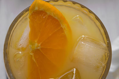 Close-up of lemon in glass