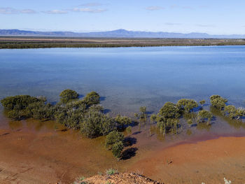 Scenic view of lake against sky