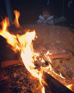 Close-up of bonfire at night