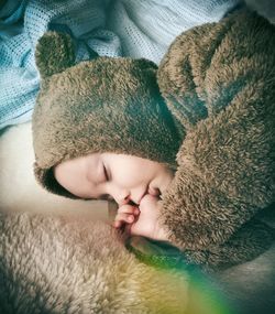 Close-up portrait of a baby sleeping