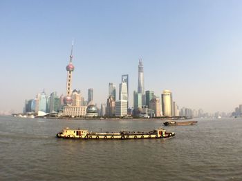 City skyline with river in background