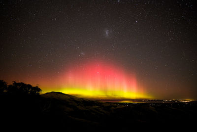 Scenic view of landscape against sky at night