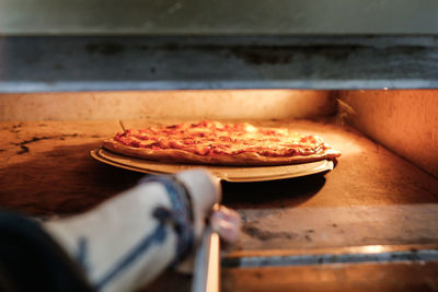 Close-up of pizza on table