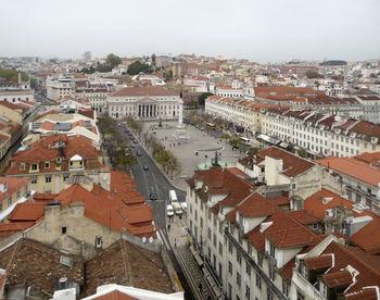 High angle view of townscape against sky