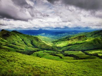 Scenic view of landscape against sky from kudremukha chikmagalur western ghats karnataka india
