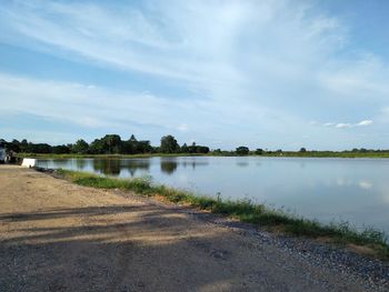 Scenic view of lake against sky