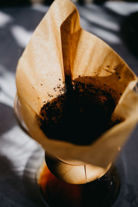 Close-up of coffee cup on table