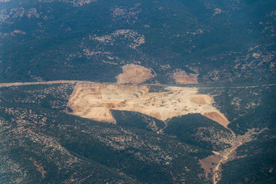 High angle view of tree mountains against sky