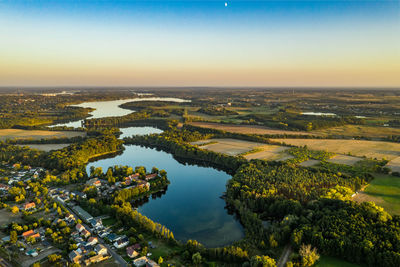 Aerial  view of lake against sky