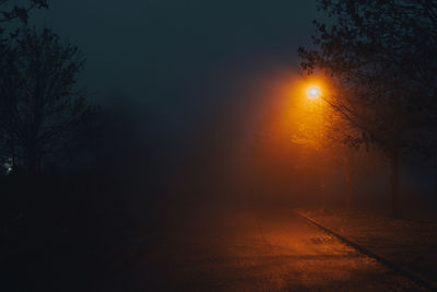 Silhouette of street light at night
