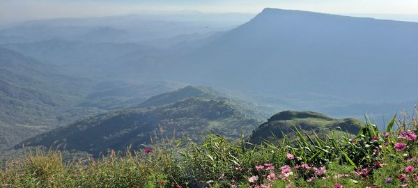 Scenic view of mountains against sky