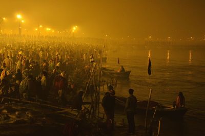 Pilgrims at riverbank during kumbh mela