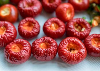 High angle view of fruits on table