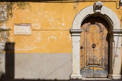Closed door of old building