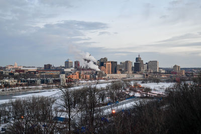 City skyline in winter